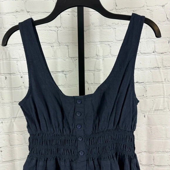 Urban Outfitters Heather Tiered Ruffle Mini Dress Navy Size Medium - Picture 3 of 10